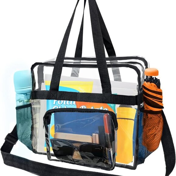 12x6x12 clear stadium bag, Clear Tote Bag Crossbody Purse for Women- Transparent - Picture 1 of 6